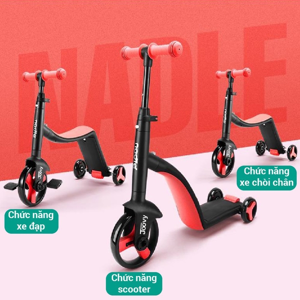 Xe chòi chân/ scooter/ xe đạp 3 bánh CAYABE Nadle 3 trong 1 TF3 màu đỏ