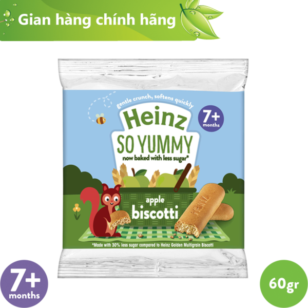 Bánh Quy Ăn Dặm Biscotti Vị Táo Heinz cho bé 60g (Ít Đường)