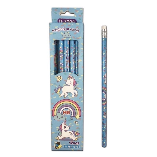 Bút chì ngựa Unicorn màu xanh hộp 12 cây