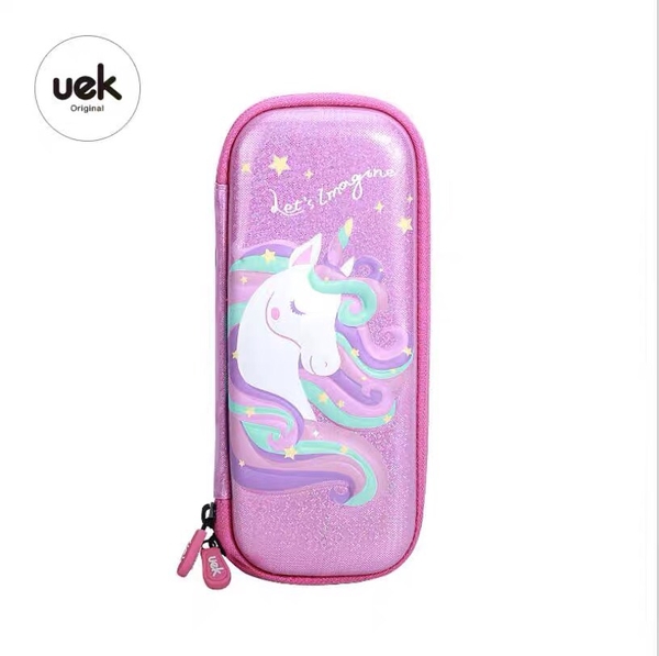 Hộp bút UEK ngựa Unicorn/ Pony nhũ hồng - Hàng chính hãng