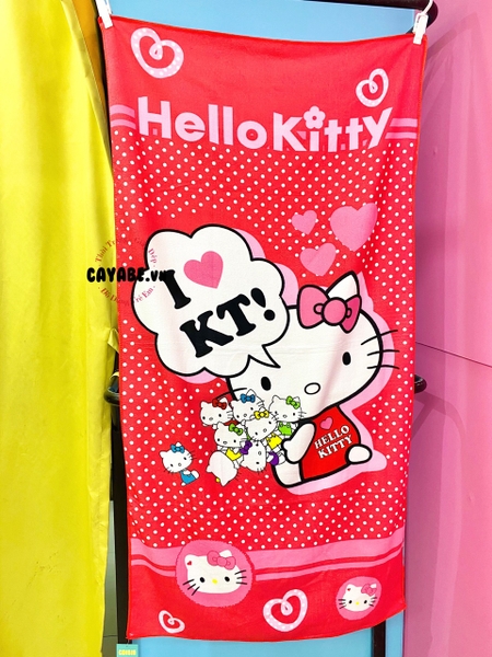 Khăn tắm trẻ em hoạt hình Disney mèo Hello Kitty (size 70x140cm)