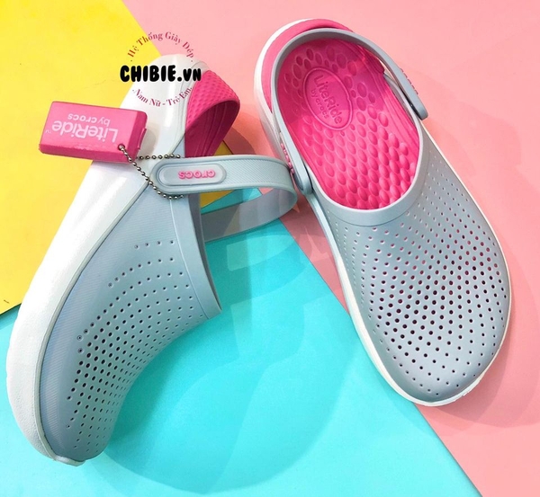 Giày Crocs LiteRide màu Xám nhạt lót Hồng