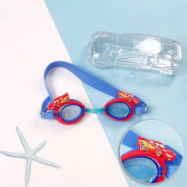 Kính bơi trẻ em chống tia UV hoạt hình Disney 3D xe hơi Mcqueen đỏ M018