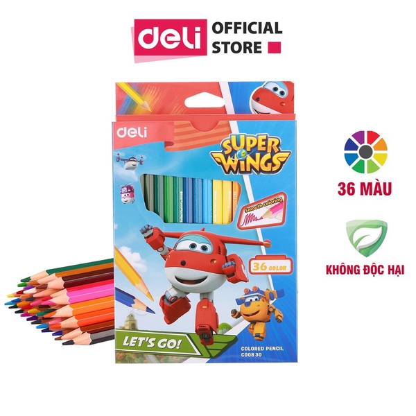 Bút chì màu Super Wings loại 24 màu (hiệu Deli)