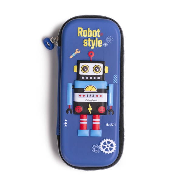 Hộp đựng bút EVA in hoạt hình 3D nổi Robot xanh dương MV-15