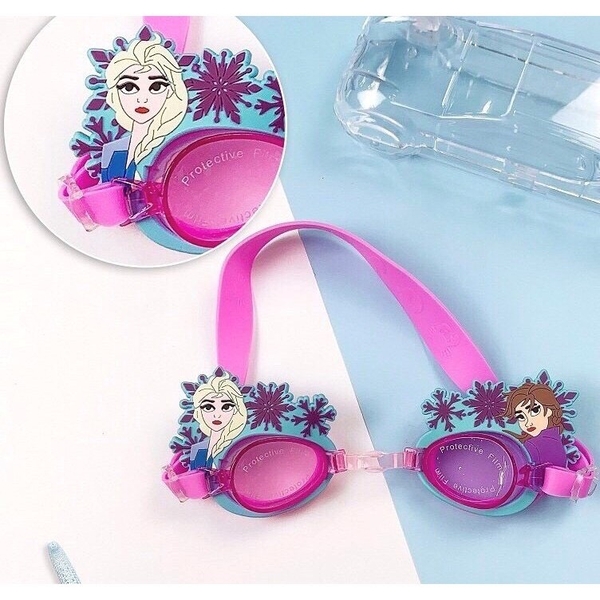 Kính bơi trẻ em chống tia UV hoạt hình Disney 3D Elsa Anna tím M019