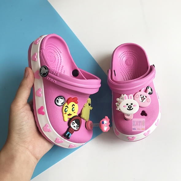 Dép cá sấu Crocs trẻ em chuột Minnie màu hồng