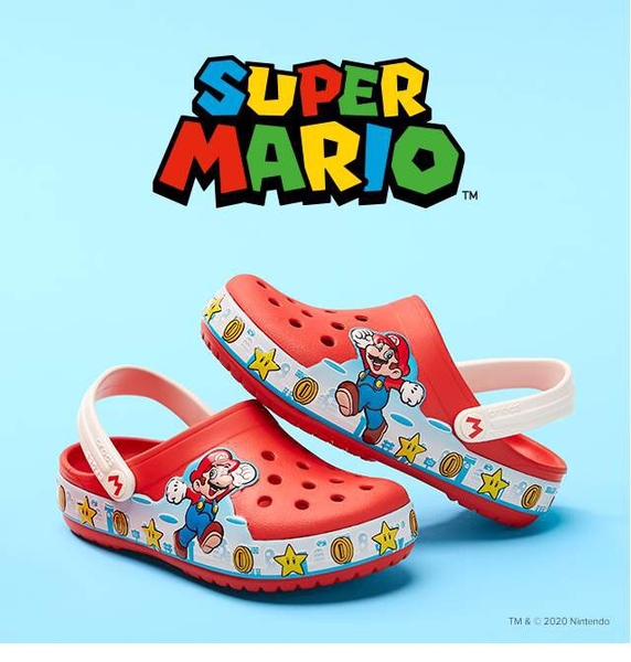 Giày dép cá sấu Crocs trẻ em Band Mario màu đỏ