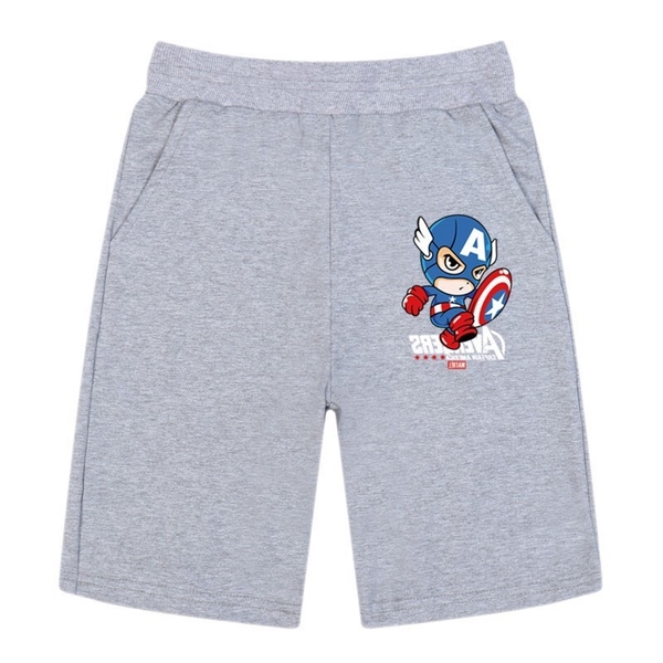 Quần short thun bé trai Captain America màu xám