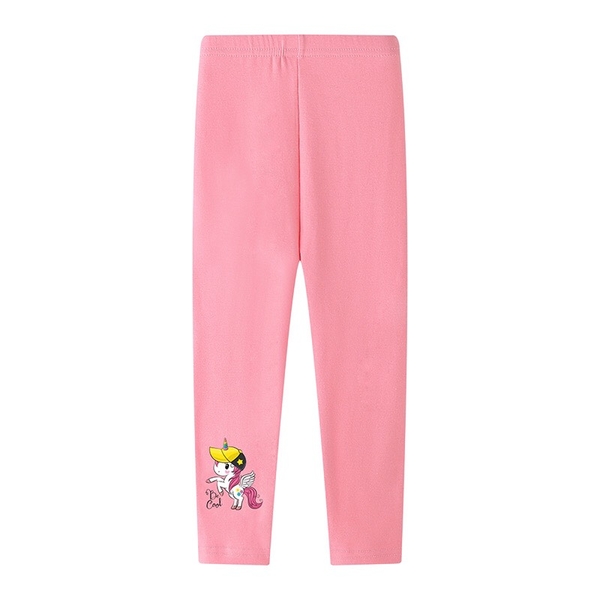 Quần legging bé gái màu hồng in hình ngựa Pony/ Unicorn ở chân quần