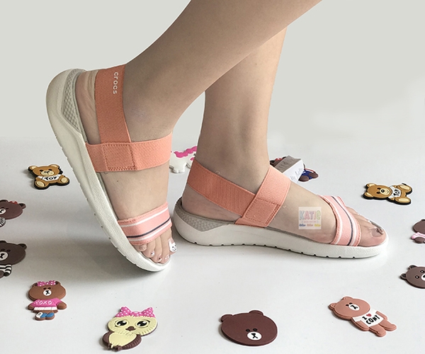 Giày sandal Crocs Literide màu hồng da