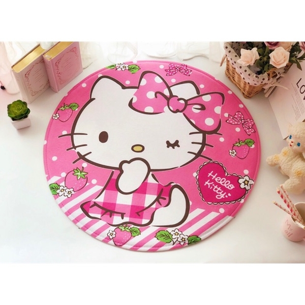 Thảm sàn/ thảm chơi hình tròn chống trượt Hello Kitty đường kính 60 cm