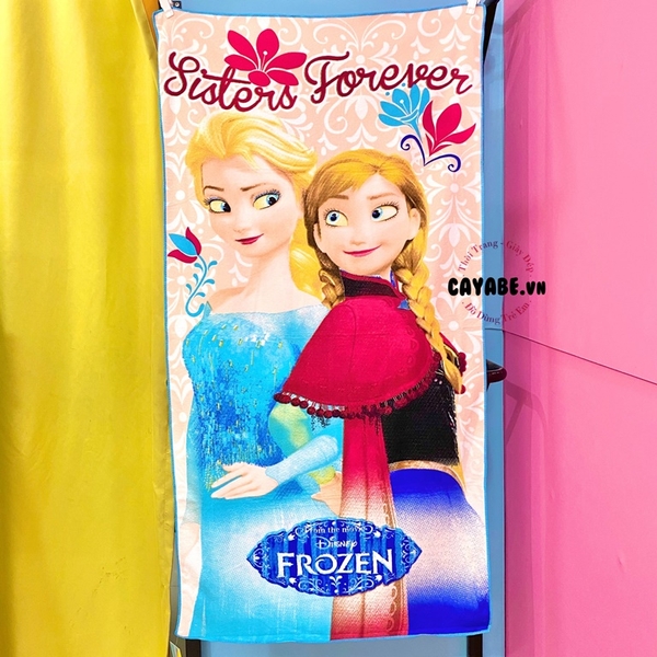 Khăn tắm trẻ em hoạt hình Disney công chúa Elsa Anna (size 70x140cm)