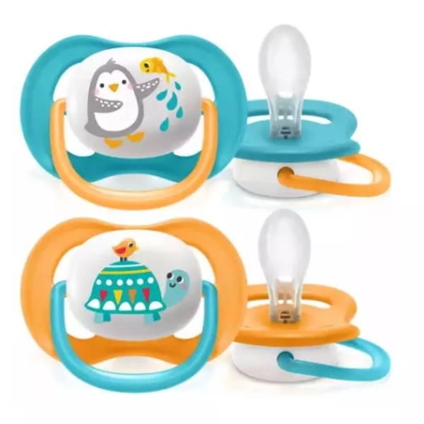 Hộp 2 ty ngậm thông khí Philips Avent Lime cho bé (0-6 tháng) in hoạt hình dễ thương