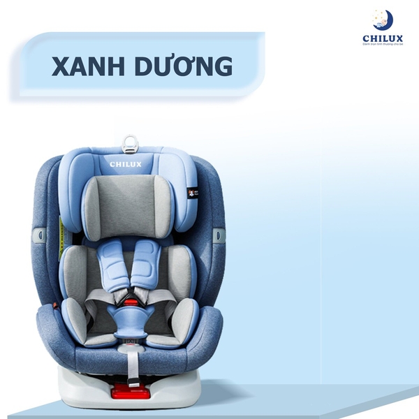 Ghế ngồi ô tô cho trẻ em Chilux Roy xoay 360 độ màu xanh dương (dùng 0 - 12 tuổi)