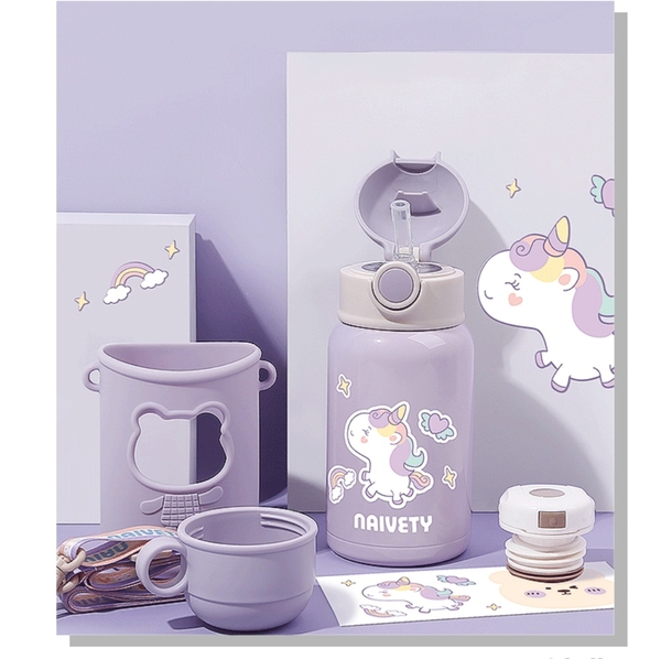 Bình nước học sinh ngựa Pony/ Unicorn màu tím