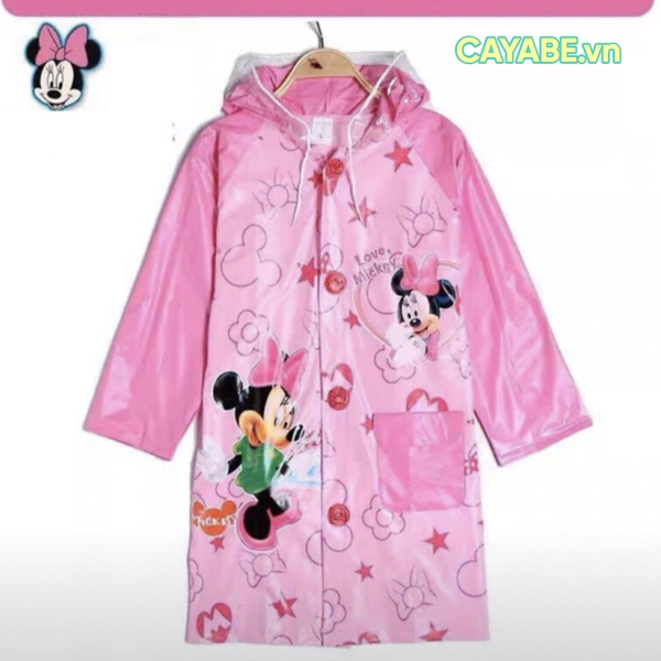 Áo mưa trẻ em hoạt hình Disney CAYABE chuột Minnie hồng nhạt cho bé - Size 2XL