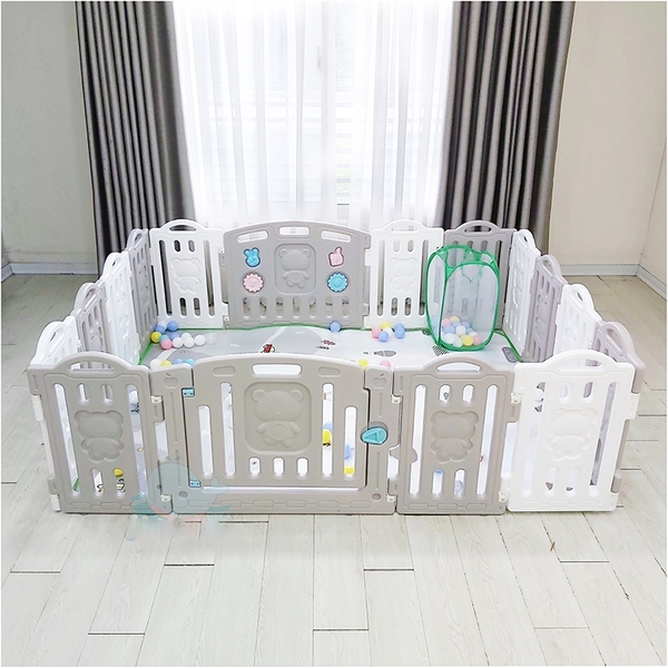 Quây cũi nhựa gấu con Teddy Bear CAYABE Holla cho bé tặng kèm thảm, bóng (size S 150x190cm)