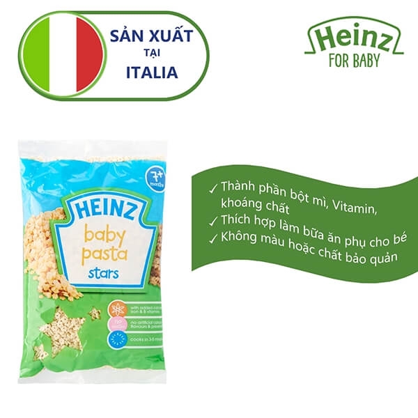 Mì Ý nui hình ngôi sao Heinz Baby Pasta Stars 250g (7M+)