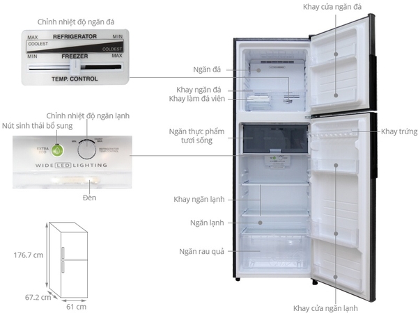 Tủ lạnh Sharp SJ-X346E-DS - 342 Lít Inverter