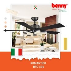 Quạt Trần Benny Romantico BF-C43V, Black/Cafe, LED, Remote, 26W, 5 Cánh