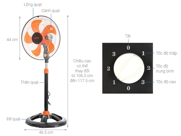 Quạt đứng Senko 5 cánh DTS1609 60W