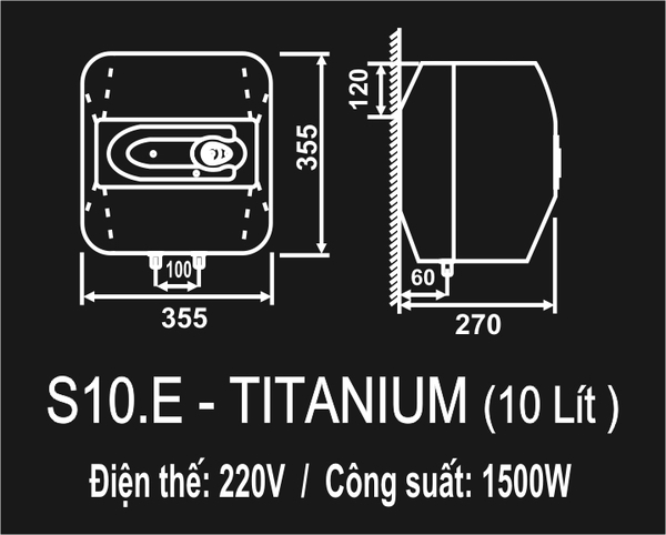 Bình nóng lạnh Picenza 10 Lít S10E