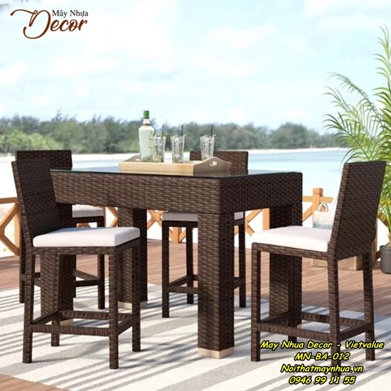 Bàn Ghế Ăn Mây Nhựa MN-BA.012