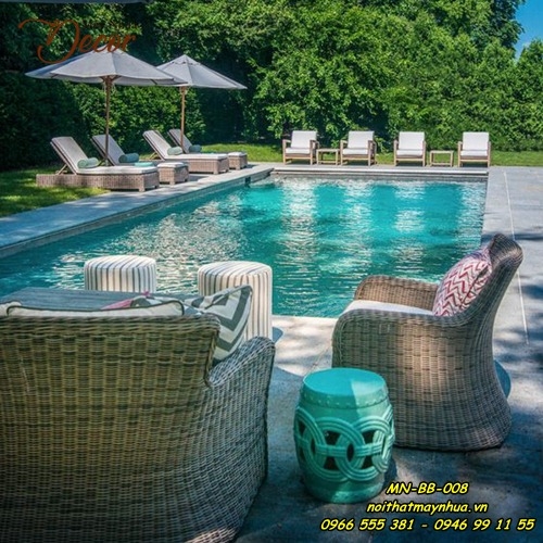 Bàn ghế bể bơi mây nhựa 008