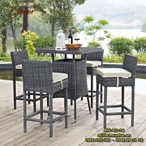 Bàn ghế mây nhựa Resort 016