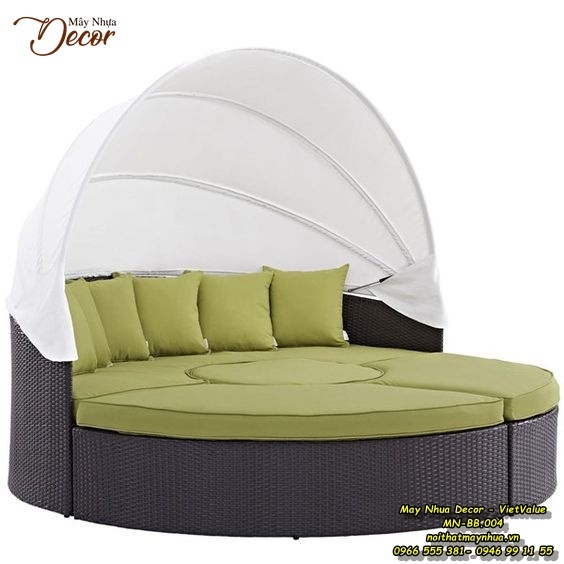 Bàn ghế mây nhựa bể bơi 004