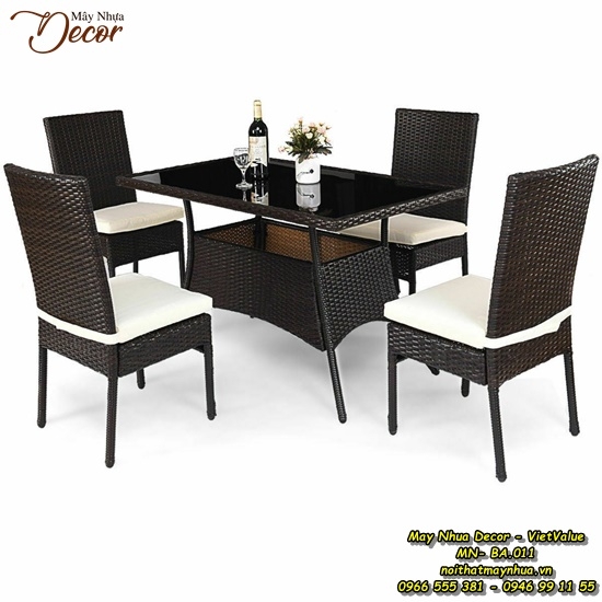 Bộ Bàn ghế Ăn Mây Nhựa MN-BA.011