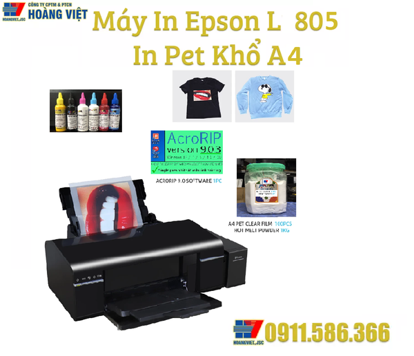 Máy in PET A4  dạng tờ EPSON L805 ( Tặng phần mềm in PET trị giá: 3.000.000 vnđ)