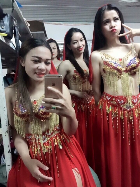 Váy múa belly dance màu đỏ cao cấp