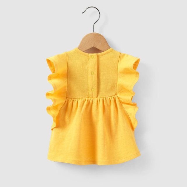 Váy bé gái thiết kế sát nách màu vàng