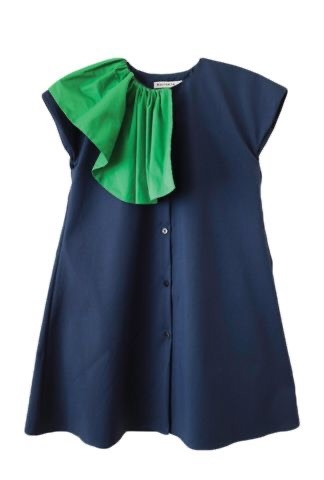 Váy thiết kế bé gái tay ngắn màu xanh