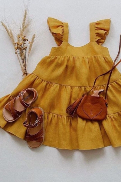 Váy bé gái thiết kế màu vàng