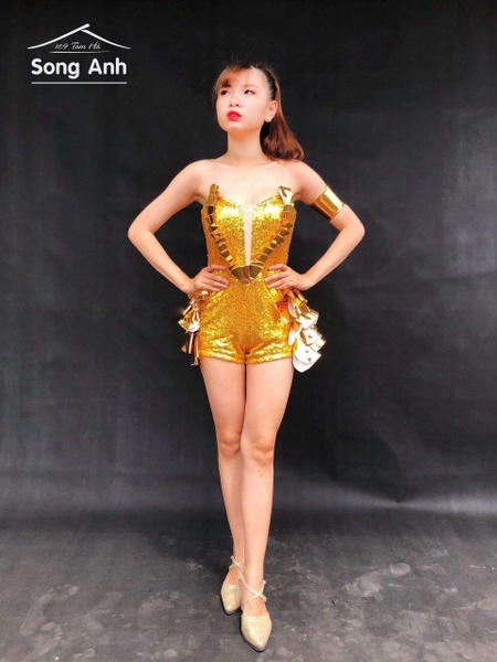 Bộ nhảy vũ đoàn dance vàng lấp lánh