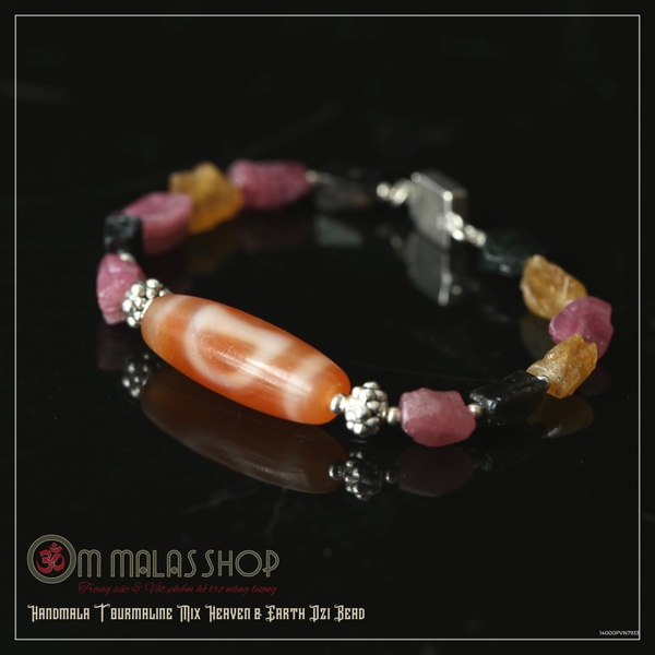 HAND MALA TOURMALINE KẾT DZI THIÊN ĐỊA