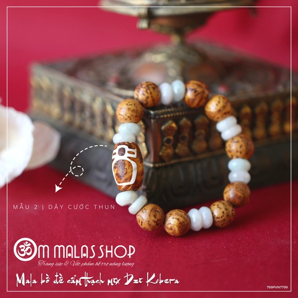 MALA BỒ ĐỀ TAM BẢO CẨM THẠCH DZI KUBERA