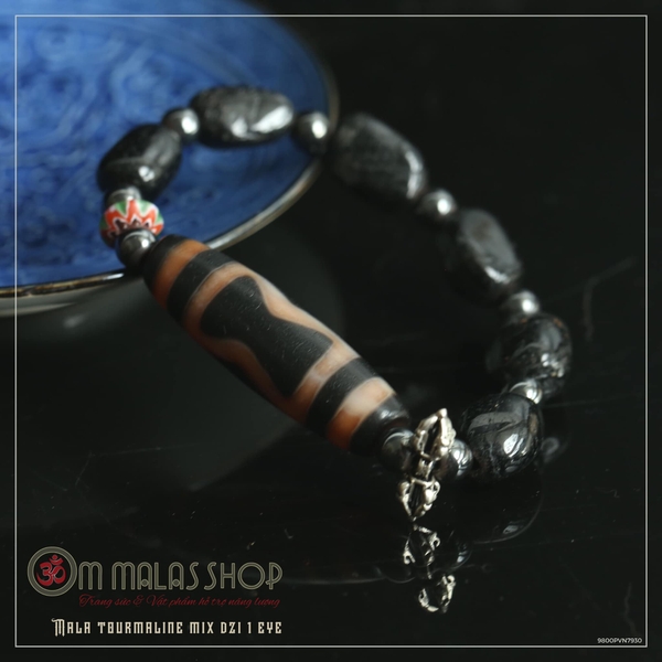 MALA DZI 1 MẮT MIX TOURMALINE THÔ