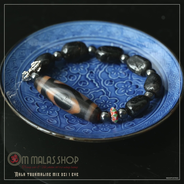 MALA DZI 1 MẮT MIX TOURMALINE THÔ