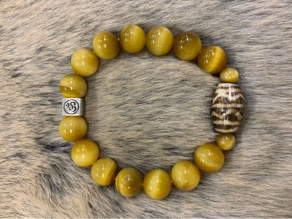 MALA MẮT HỔ VÀNG MIX PUMTEK, CHARM OM VUÔNG