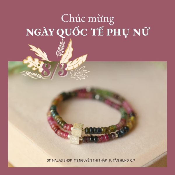 MALA TOURMALINE MIX CHARM OM