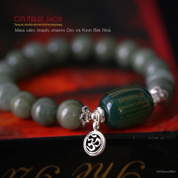 MALA CẨM THẠCH KẾT CHARM LU KHẮC KINH BÁT NHÃ