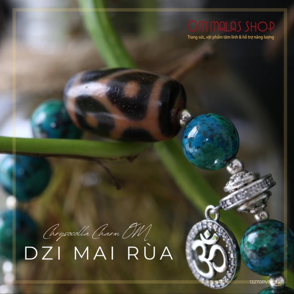 MALA NHƯ Ý CÁT TƯỜNG CHRYSOCOLLA KẾT DZI MAI RÙA 6 MẮT