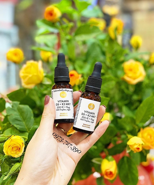 VITAMIN D3 + K2 MK7 SUNDAY NATURAL CHO BÉ HÀNG ĐỨC 20Ml