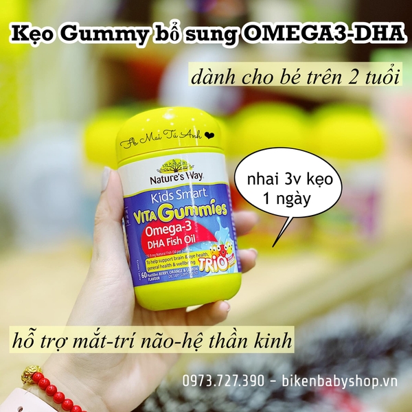 Kẹo dẻo bổ sung Omega -DHA Nature's Way Trio 60 viên