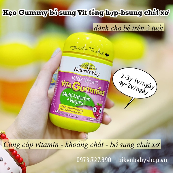 Kẹo Multi-Vitamin Vegies Kids Smart Nature’s Way Úc 60v