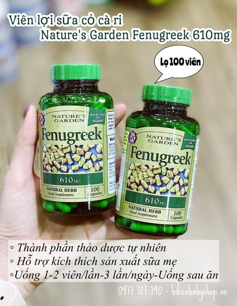 Cỏ cà ri Nature’s Garden Fenugreek 100 viên